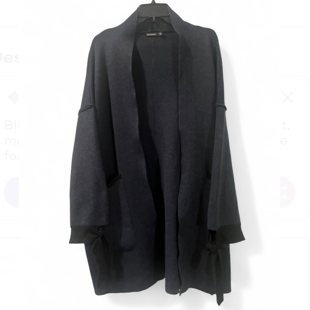 Elegant Black Cardigan with Ribbon Details